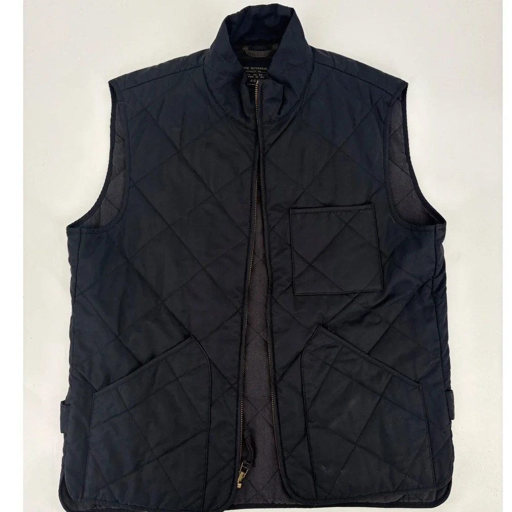 J.Crew Mens Walker Vest Navy Blue Quilted Full Zip Pockets Large NX-631